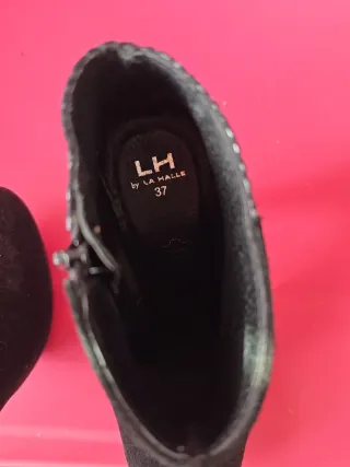 Botines tacón mujer negro y plateado