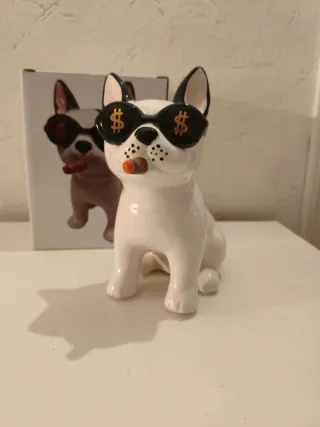 Tirelire Chien Bouledogue Français Lunettes