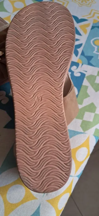 Sandalo donna zeppa beige/marrone