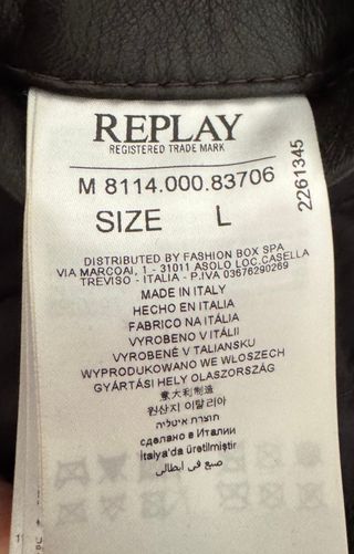 Cazadora de piel marrón oscuro REPLAY.