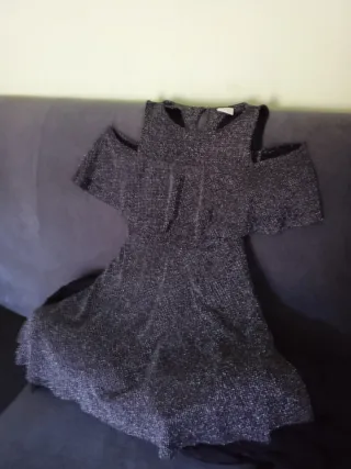 Vestido fiesta niña plateado brillante talla 140