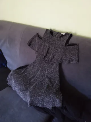 Vestido fiesta niña plateado brillante talla 140