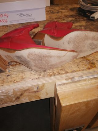 Stivali Rossi Tacco Legno Punta
