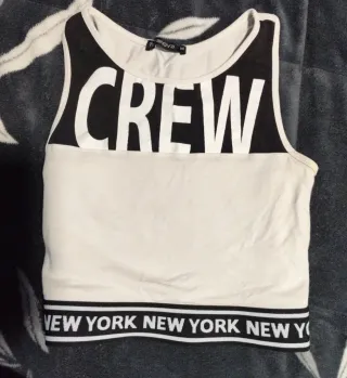 Top Terranova Crew Negro Blanco Talla M