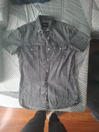 Camisa vaquera gris manga corta