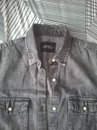 Camisa vaquera gris manga corta