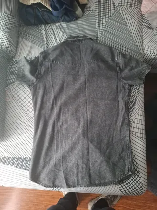 Camisa vaquera gris manga corta