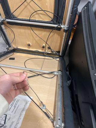 Camilla plegable negra y azul