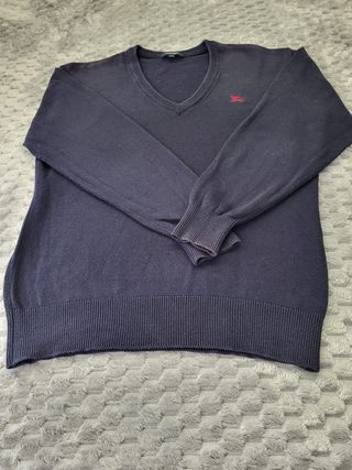 Jersey Burberry Azul Marino Cuello Pico T.S