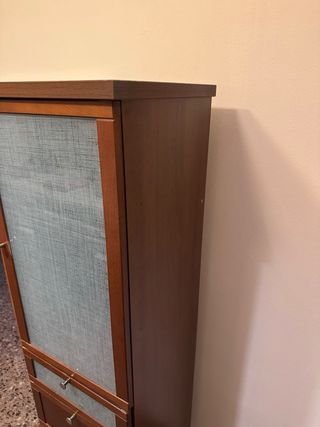 Mueble auxiliar madera y cristal baño