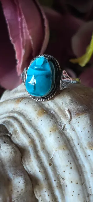 Anillo Plata Egipcio Antiguo Turquesa