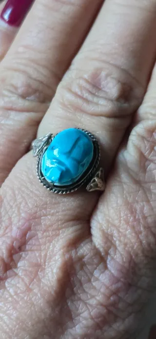 Anillo Plata Egipcio Antiguo Turquesa
