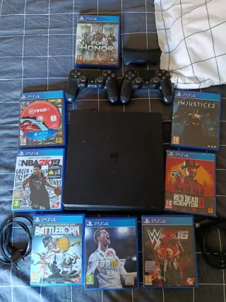 PS4 (PlayStation 4) + 2 Mandos + 7 Juegos
