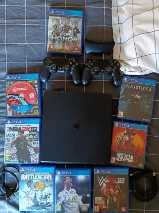 PS4 (PlayStation 4) + 2 Mandos + 7 Juegos