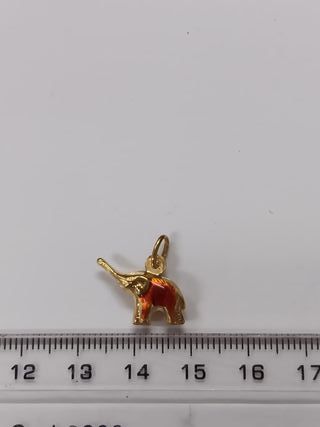 Dije Elefante Oro 18K Esmalte Rojo