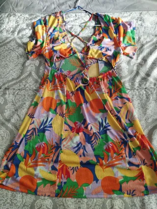 Vestido midi estampado frutal