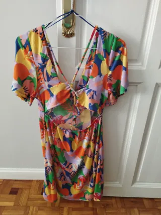 Vestido midi estampado frutal