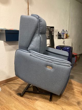 Butaca reclinable azul y gris