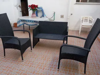 Conjunto Muebles Jardín Ratán Negro