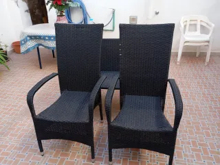 Conjunto Muebles Jardín Ratán Negro