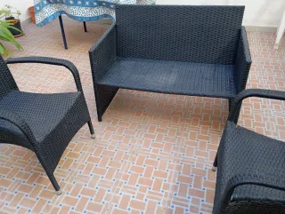 Conjunto Muebles Jardín Ratán Negro