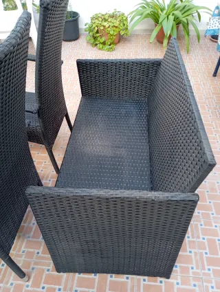 Conjunto Muebles Jardín Ratán Negro