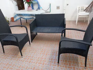Conjunto Muebles Jardín Ratán Negro