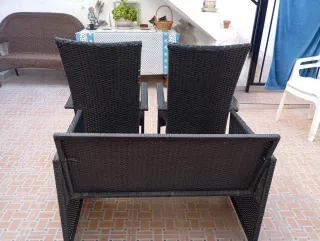 Conjunto Muebles Jardín Ratán Negro