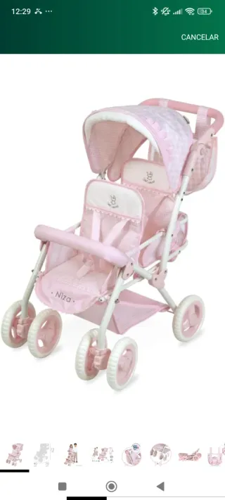 Carro gemelar NIZA rosa