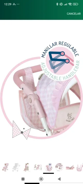 Carro gemelar NIZA rosa