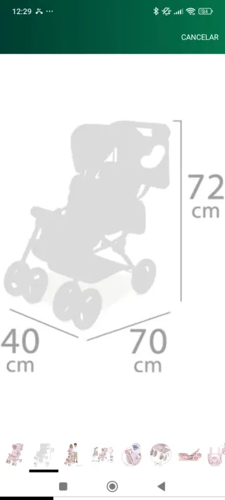 Carro gemelar NIZA rosa