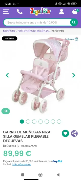 Carro gemelar NIZA rosa