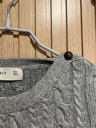 Jersey Zara punto trenzado gris