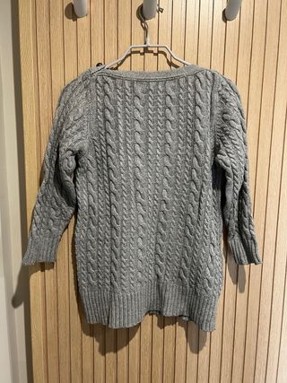 Jersey Zara punto trenzado gris