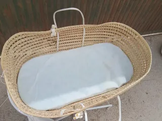 Moisés Cesta Mimbre Mini Cuna Rosa