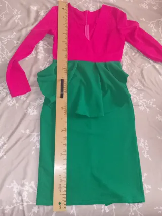 Vestido cóctel rosa y verde