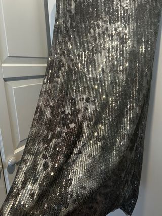 Falda Lentejuelas Negra y Plateada