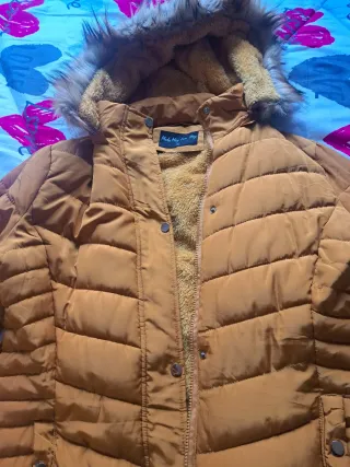 Abrigo Plumas Mujer Mostaza Talla XL