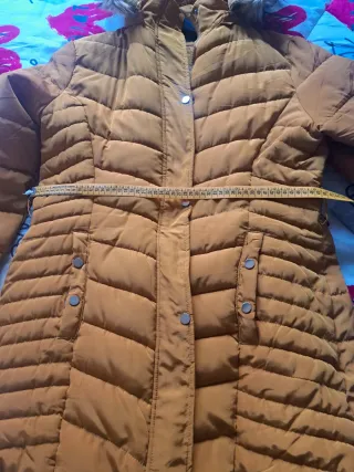 Abrigo Plumas Mujer Mostaza Talla XL