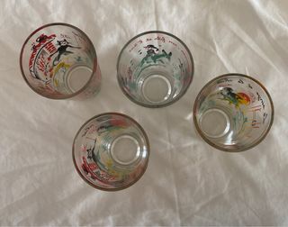 4 Bicchieri Vintage Francesi favole La Fontaine