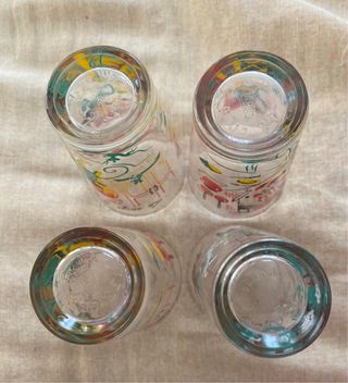 4 Bicchieri Vintage Francesi favole La Fontaine