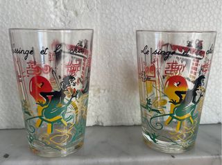 4 Bicchieri Vintage Francesi favole La Fontaine