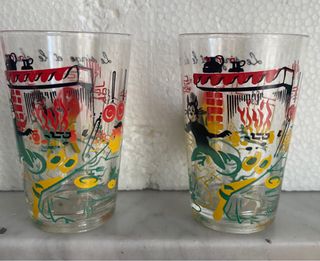 4 Bicchieri Vintage Francesi favole La Fontaine