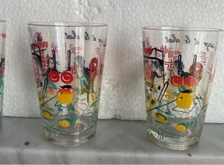 4 Bicchieri Vintage Francesi favole La Fontaine