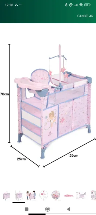 Cuna y cambiador de muñecas GALA de Cuevas