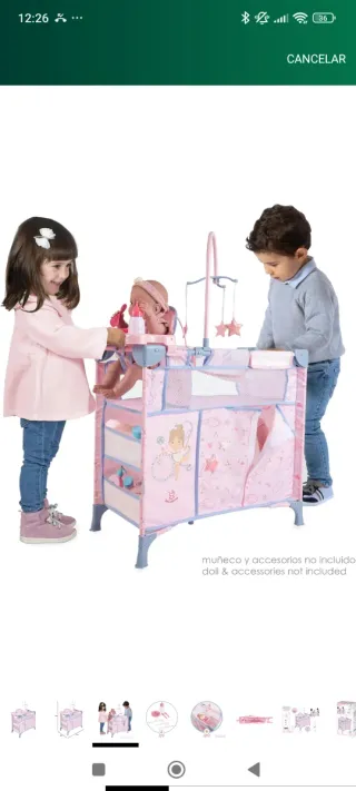 Cuna y cambiador de muñecas GALA de Cuevas