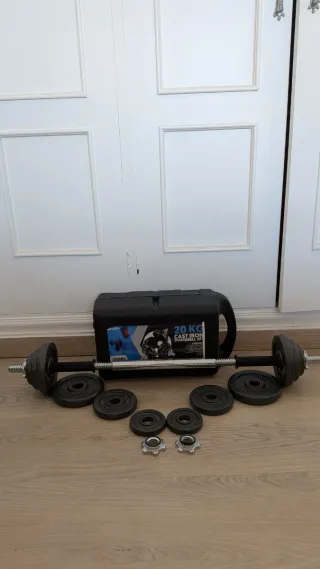 Mancuernas 20kg con Barra de Conexión