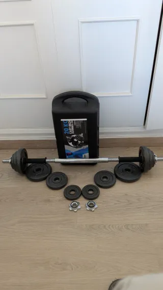 Mancuernas 20kg con Barra de Conexión