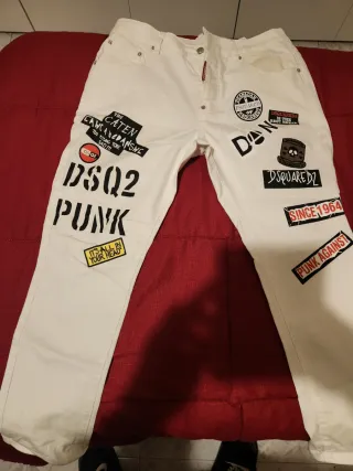 Pantaloni Dsquared2 Uomo Bianchi Patch