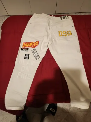 Pantaloni Dsquared2 Uomo Bianchi Patch